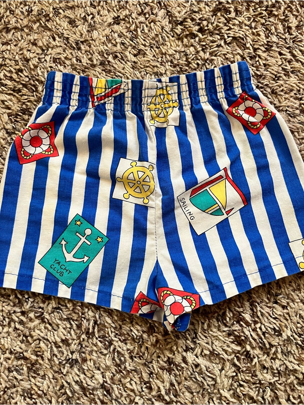 Vintage Baby Nautical Blue & White Stripe Shorts